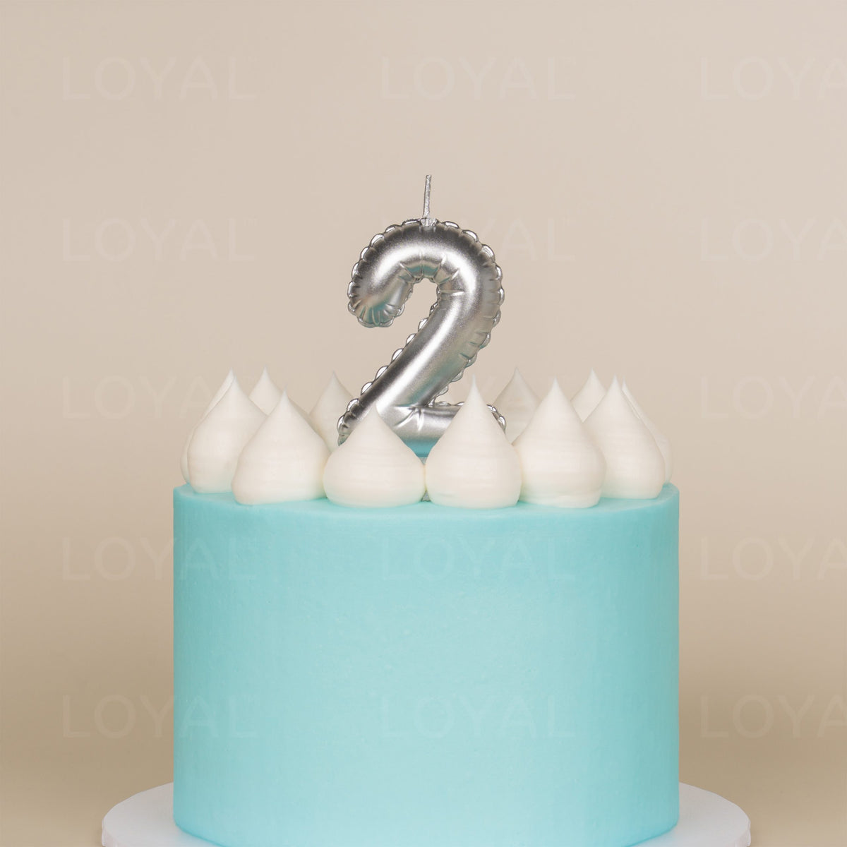 LOYAL Balloon Number "2" Candle - Metallic Silver