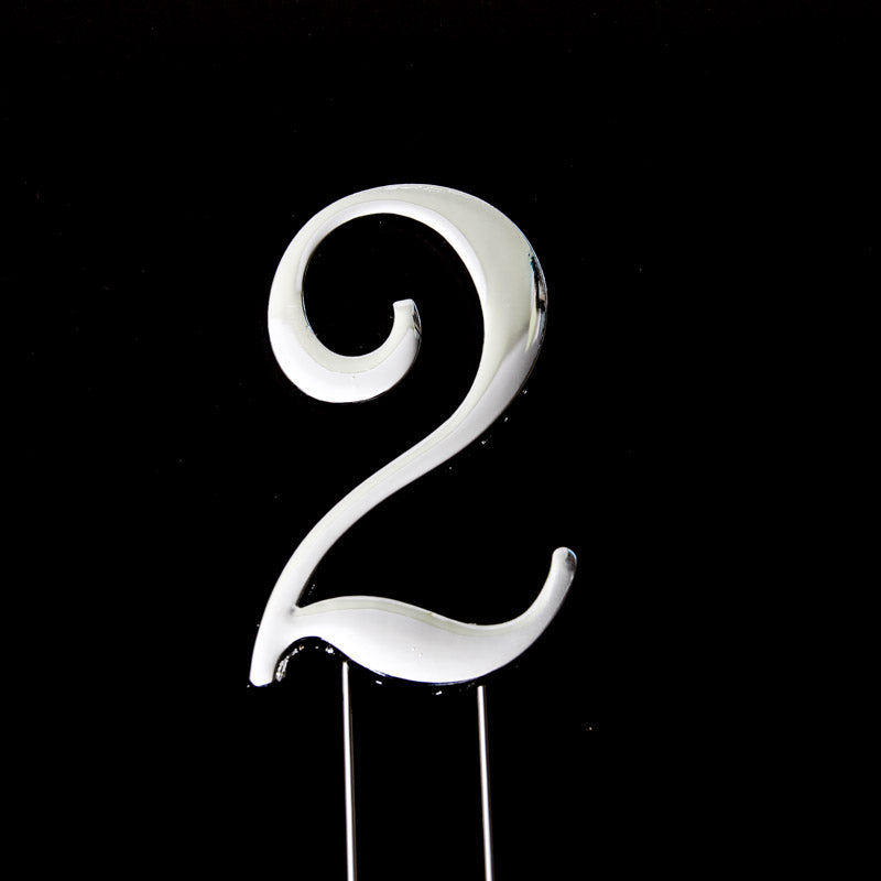 Cake & Candle Cake Topper Number 2 Silver 7cm