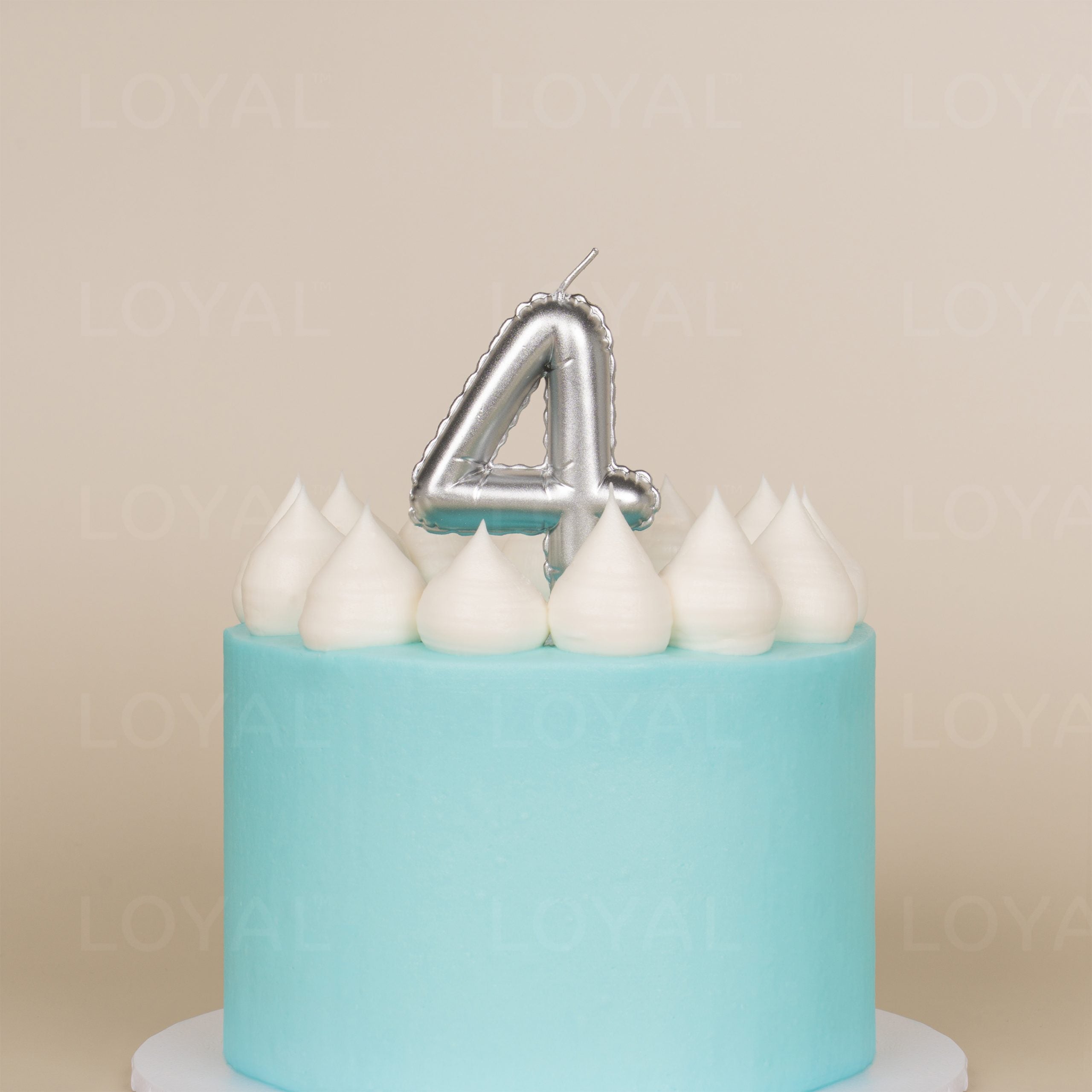 LOYAL Balloon Number "4" Candle - Metallic Silver
