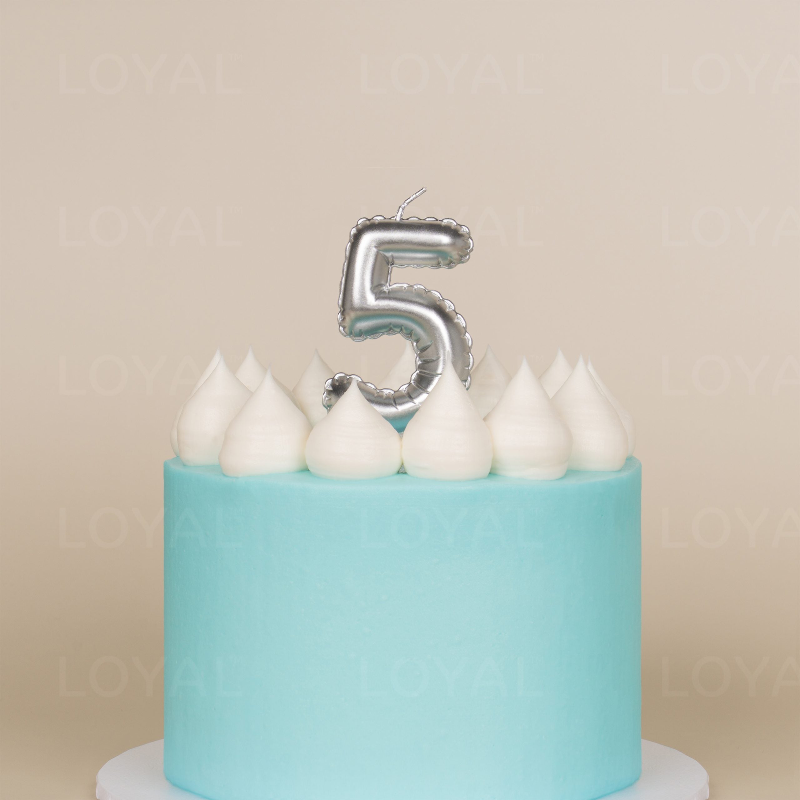 LOYAL Balloon Number "5" Candle - Metallic Silver