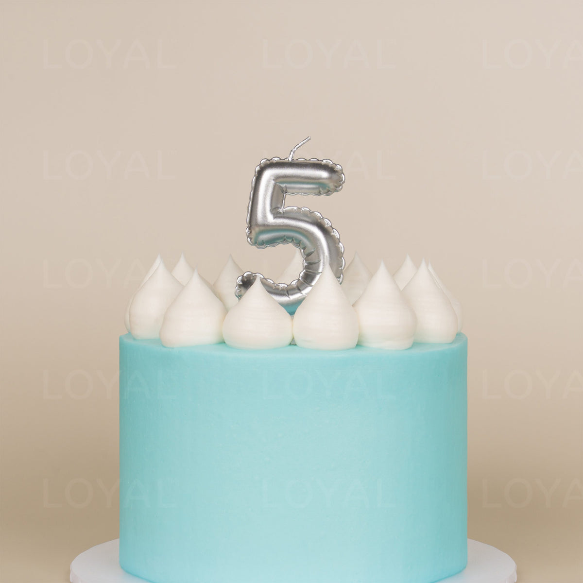 LOYAL Balloon Number "5" Candle - Metallic Silver