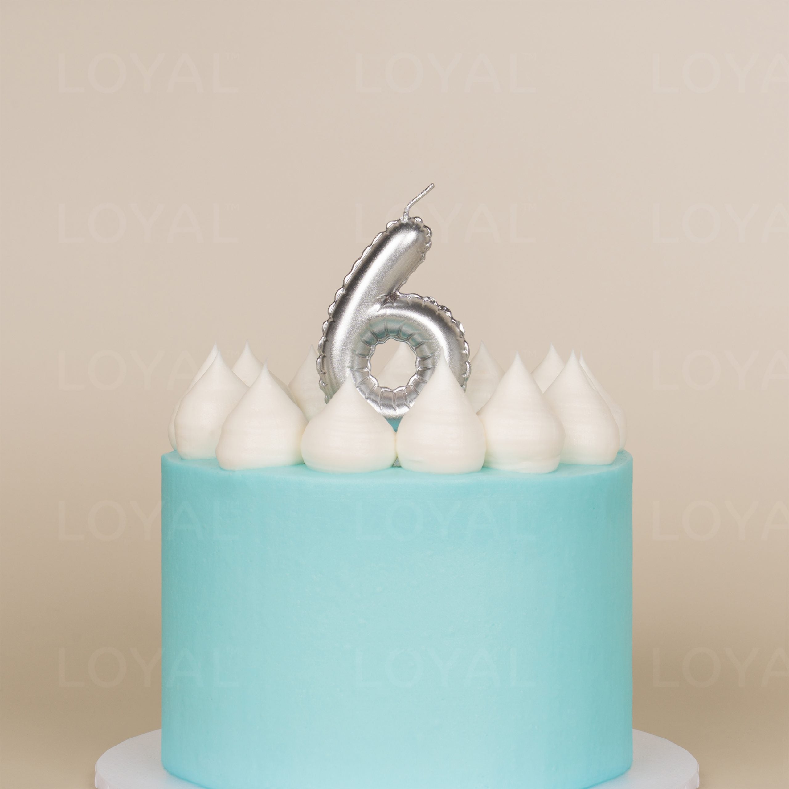 LOYAL Balloon Number "6" Candle - Metallic Silver