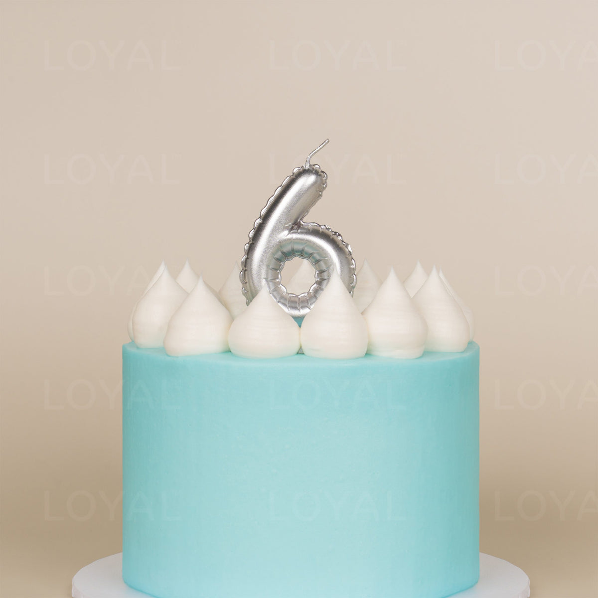 LOYAL Balloon Number "6" Candle - Metallic Silver