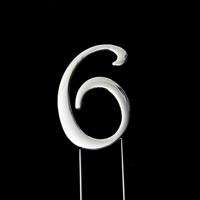 Cake & Candle Cake Topper Number 6 Silver 7cm