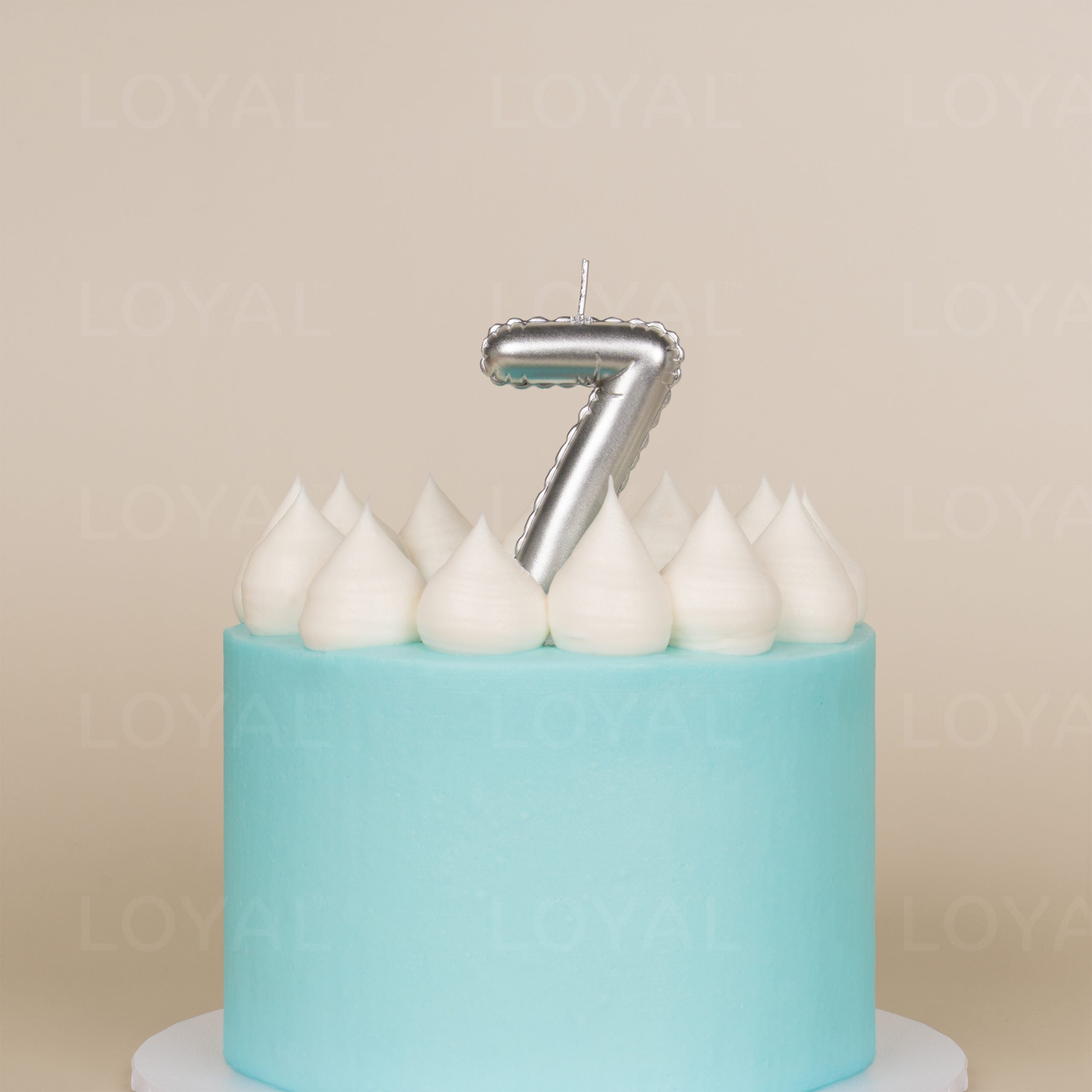 LOYAL Balloon Number "7" Candle - Metallic Silver