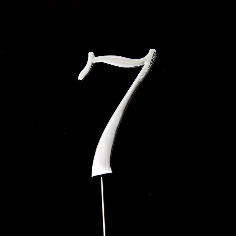 Cake & Candle Cake Topper Number 7 Silver 7cm