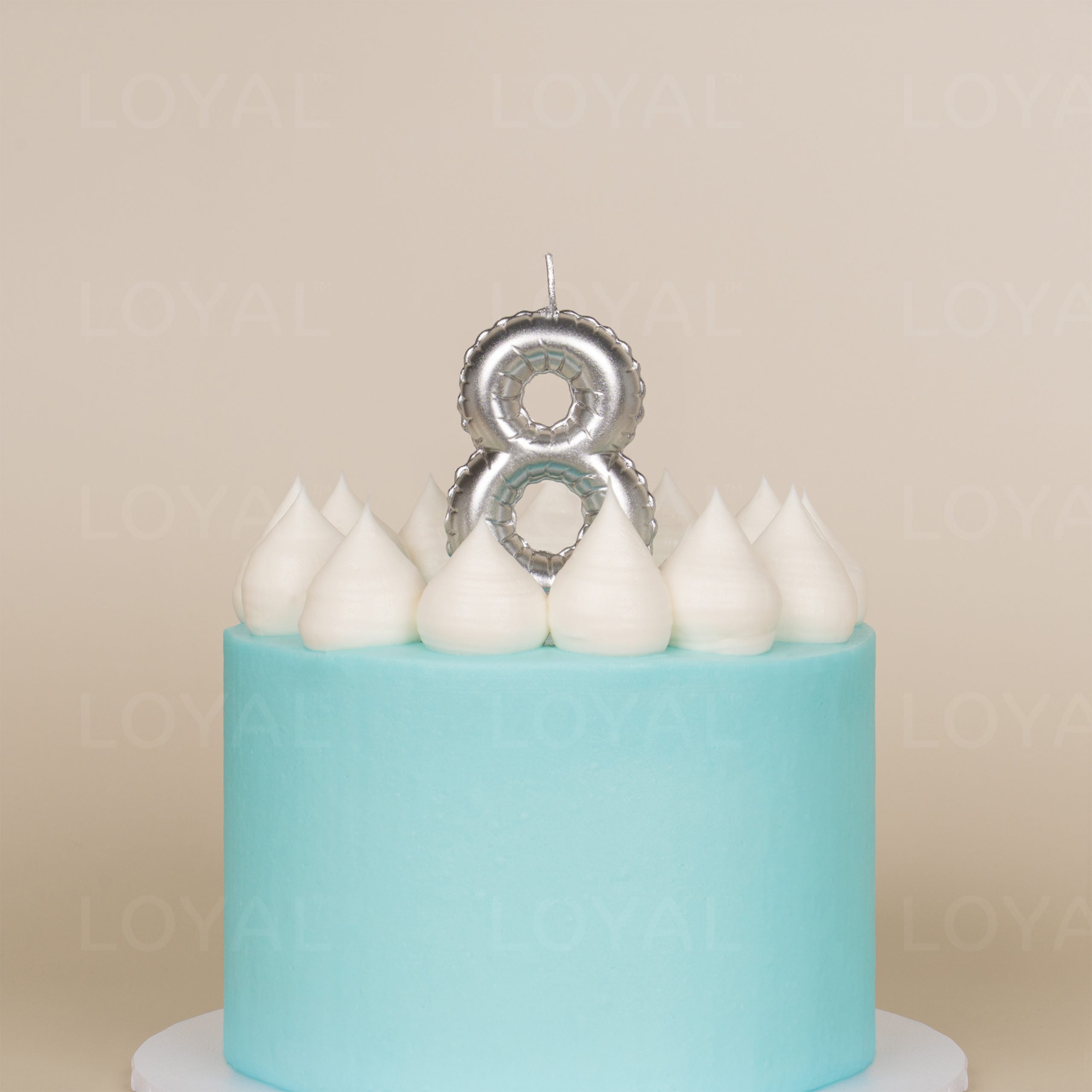 LOYAL Balloon Number "8" Candle - Metallic Silver