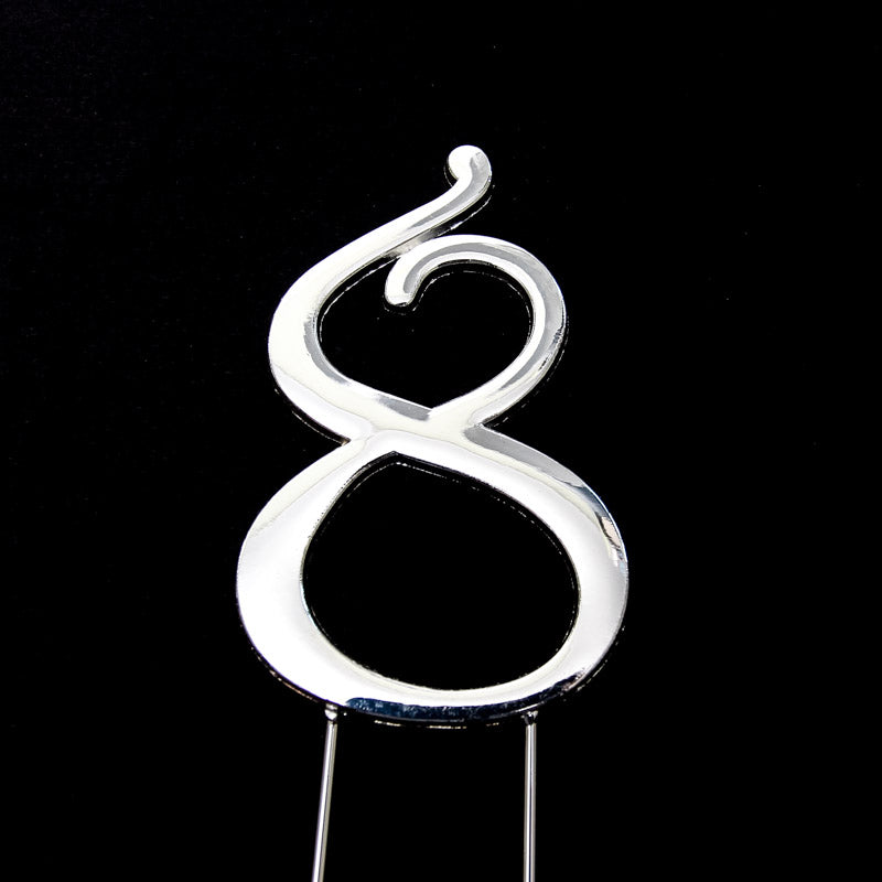 Cake & Candle Cake Topper Number 8 Silver 7cm