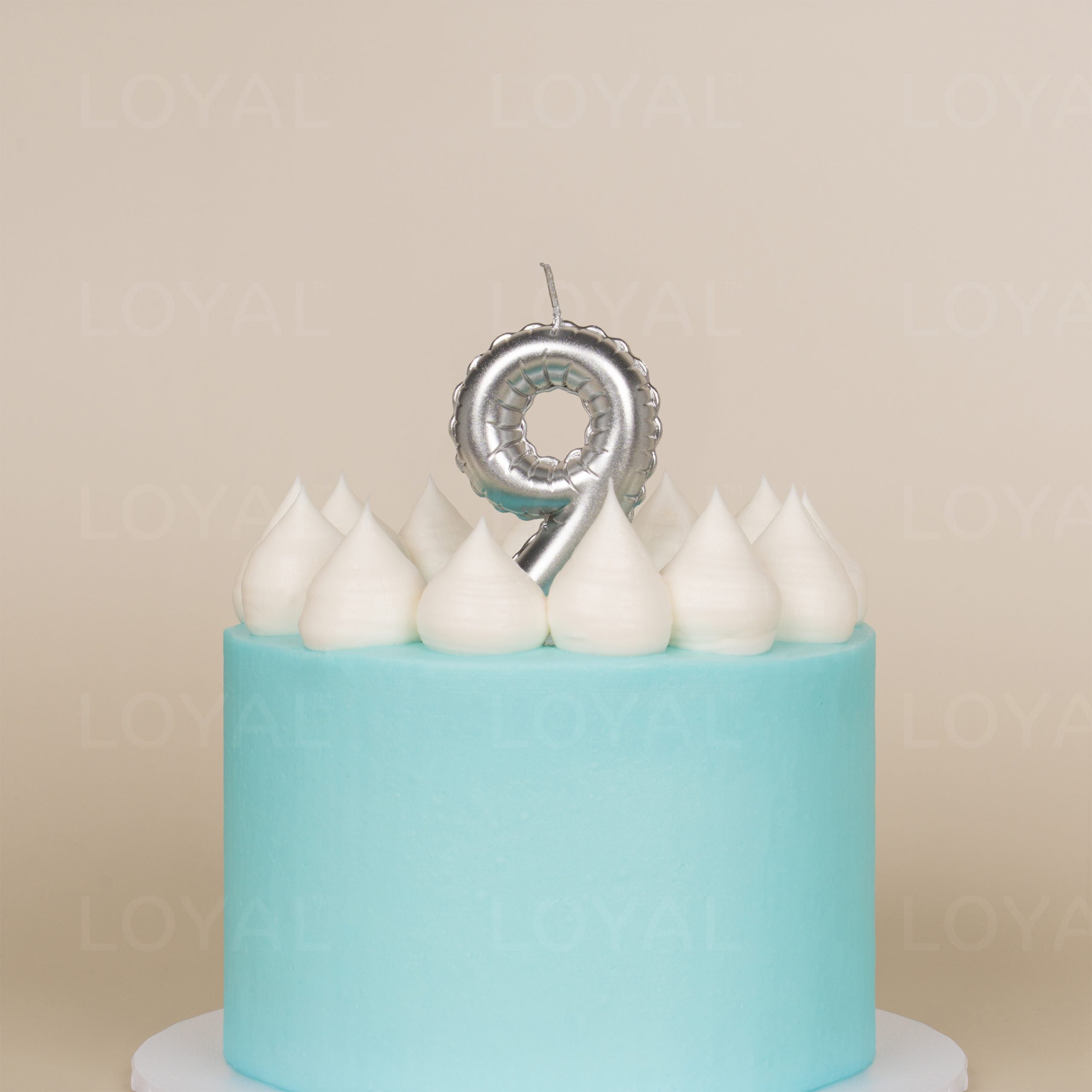 LOYAL Balloon Number "9" Candle - Metallic Silver