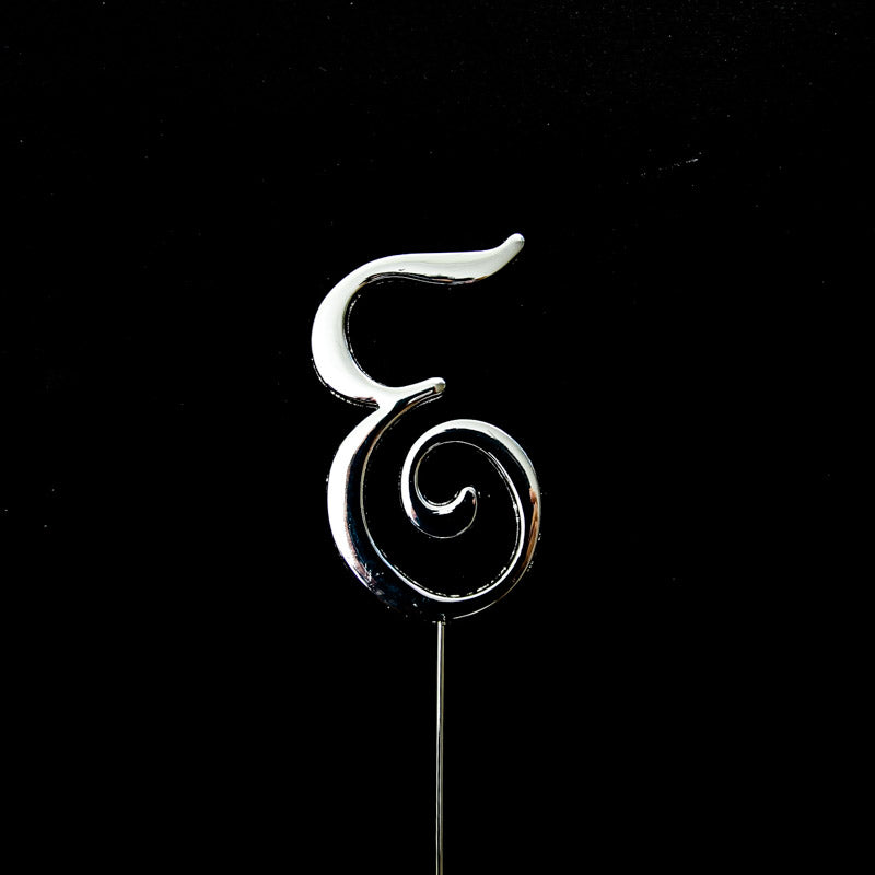 Sugar Crafty Cake Topper Letter E Silver 7cm