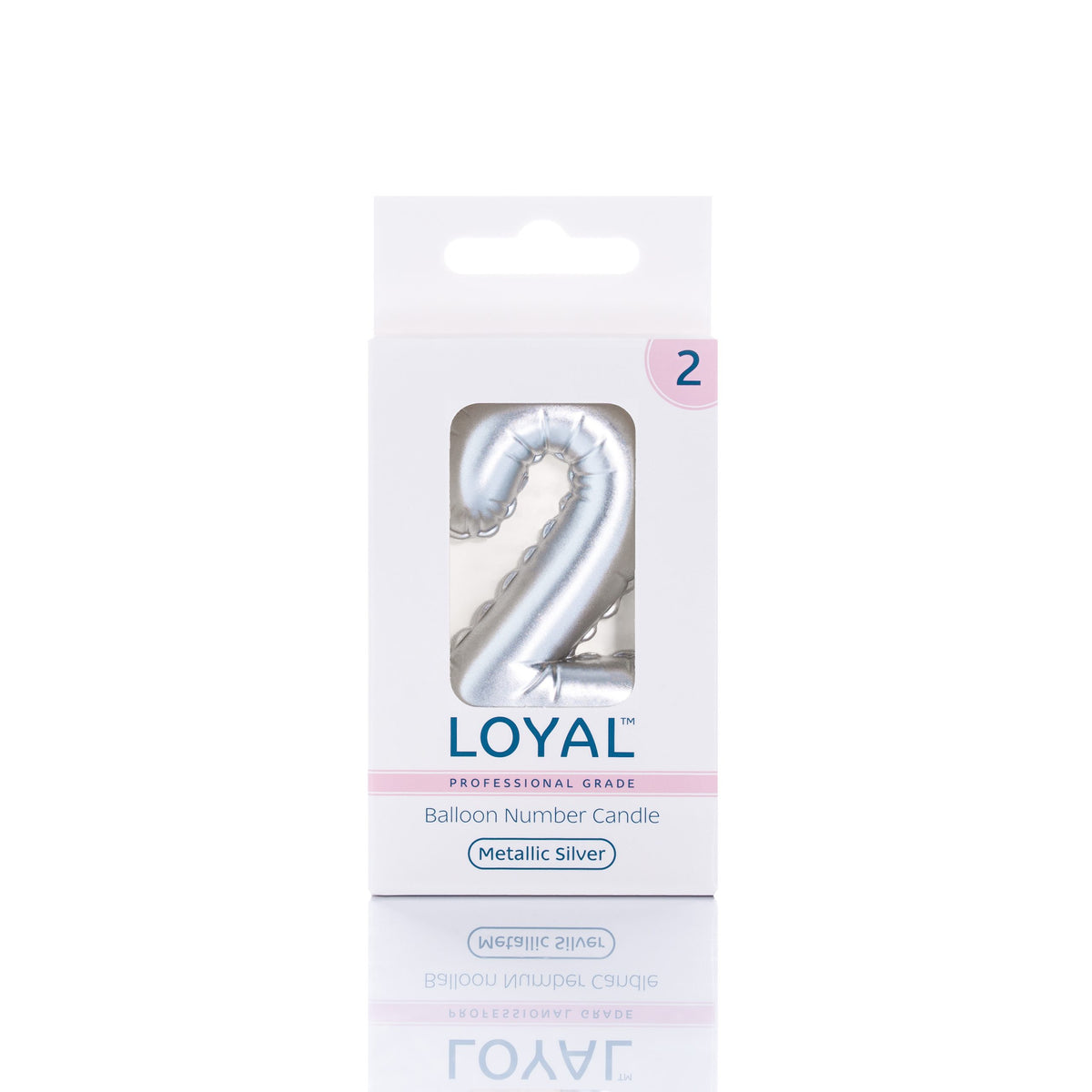 LOYAL Balloon Number "2" Candle - Metallic Silver