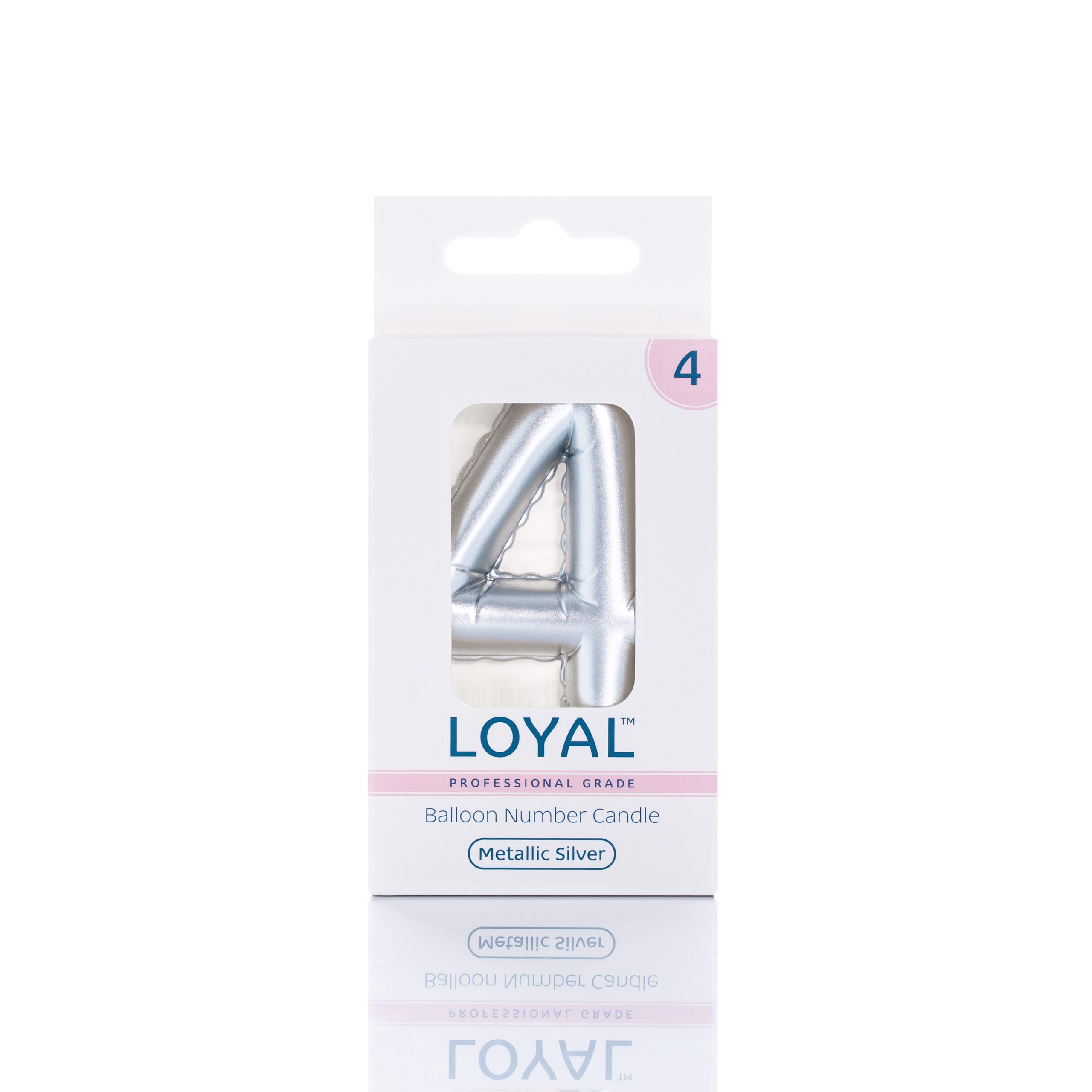 LOYAL Balloon Number "4" Candle - Metallic Pink