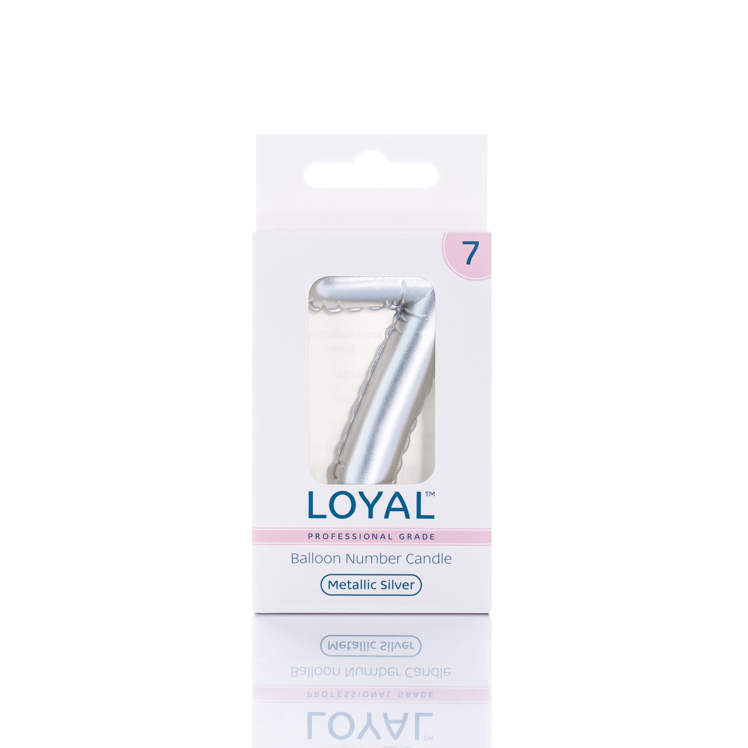 LOYAL Balloon Number "7" Candle - Metallic White