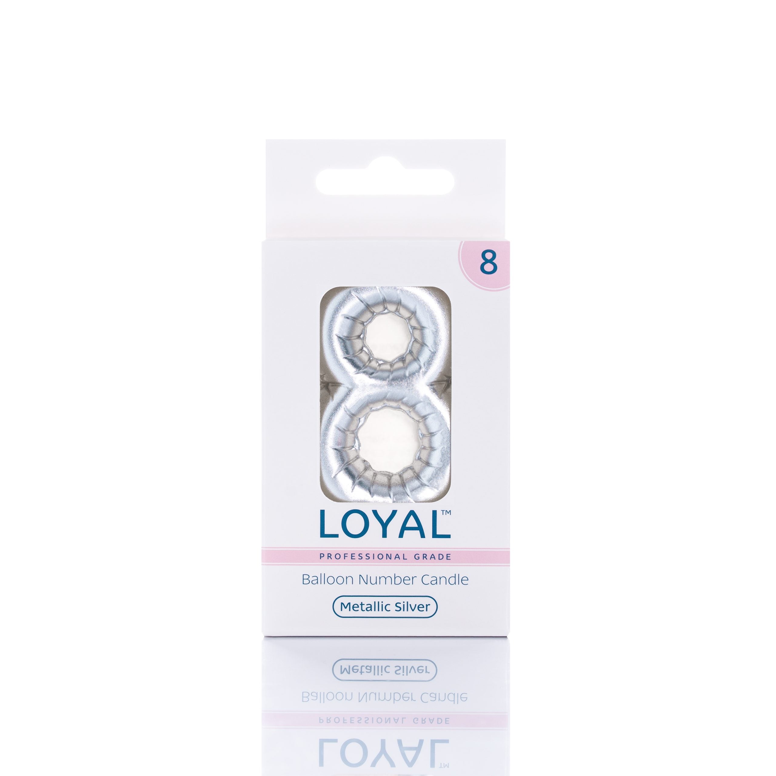 LOYAL Balloon Number "8" Candle - Metallic White