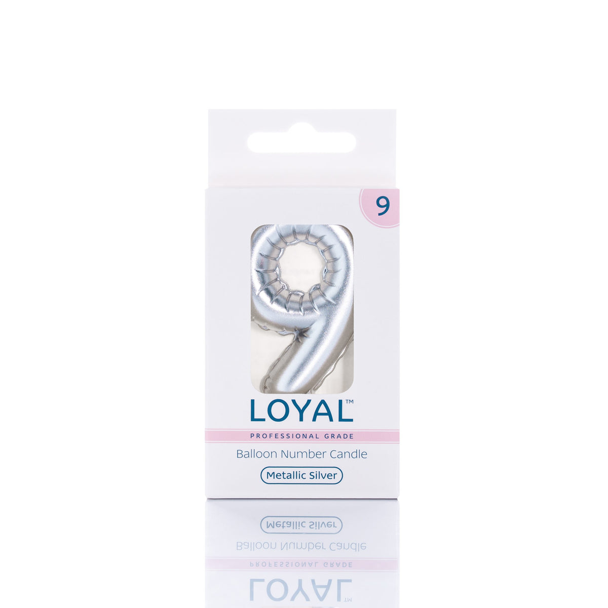 LOYAL Balloon Number "9" Candle - Metallic Silver