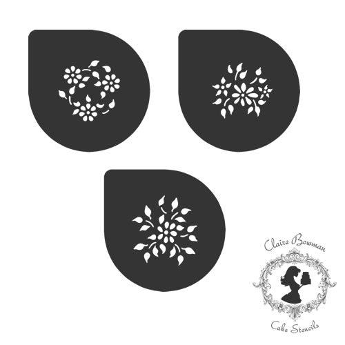 Claire Bowman Cake Lace Sophia Flowers Stencil 3 Piece