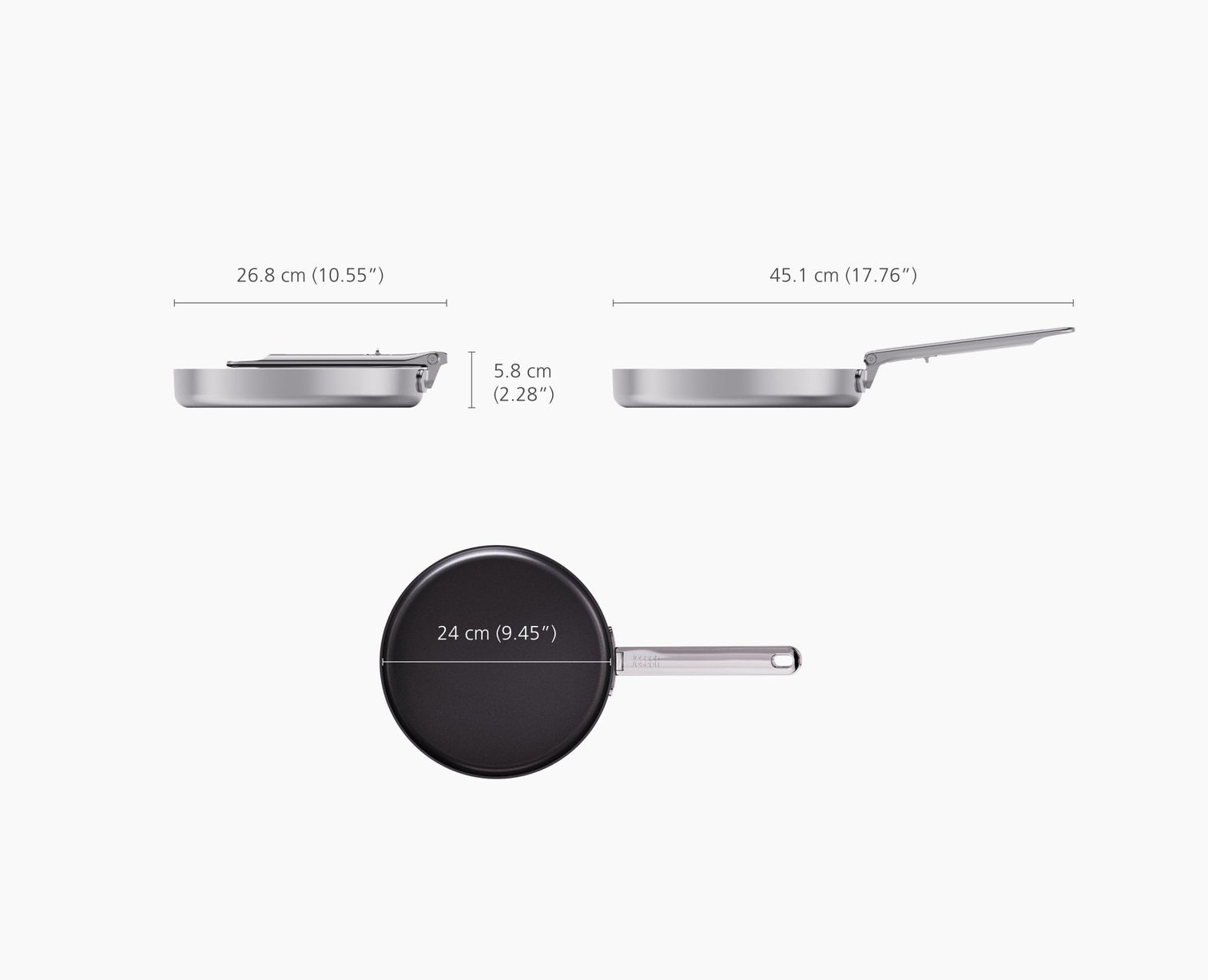 Joseph Joseph Space Steel 24 Cm (9.5”) Non-Stick Stainless-Steel Frying  Pan With Folding Handle