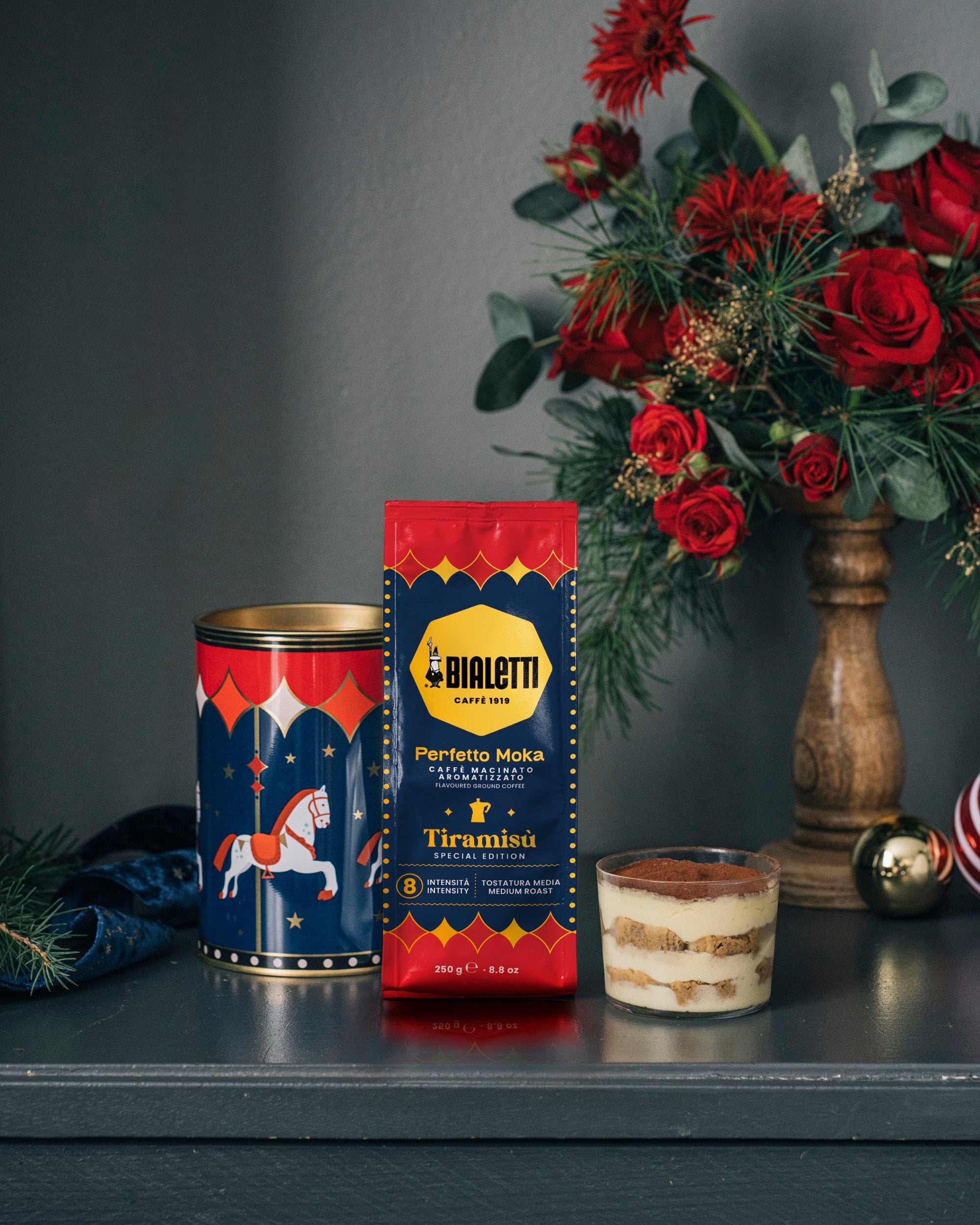 Bialetti Magico Ricordo Gift Tin – Perfetto Moka Tiramisu Ground Coffee 250g