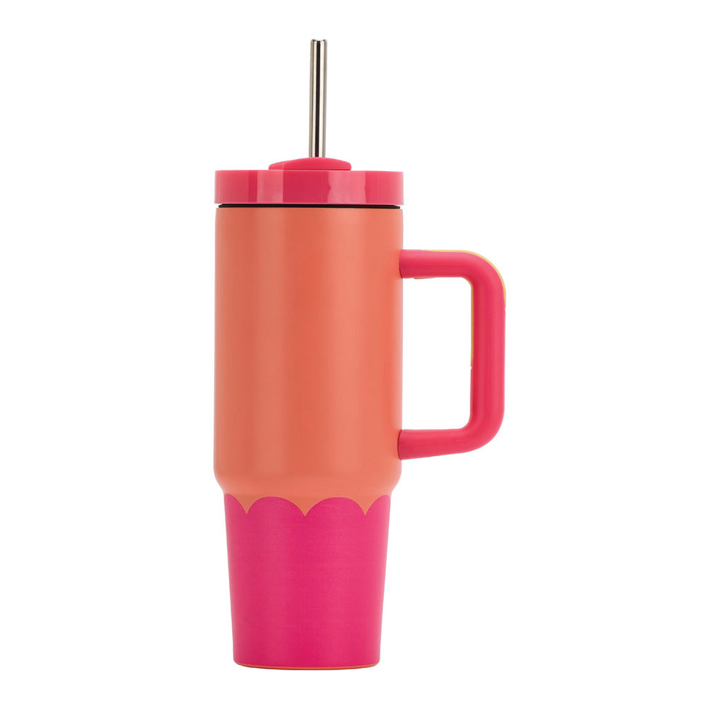 Annabel Trends Stainless Steel Super Sip Wave Orange & Hot Pink