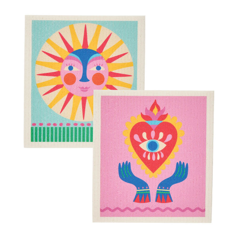 Annabel Trends Swedish Style Dish Cloths 2pc Fiesta Sun & Fiesta Heart