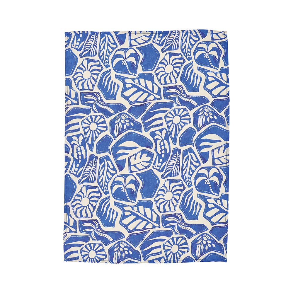 Annabel Trends Linen Cotton Tea Towel Blue Oasis
