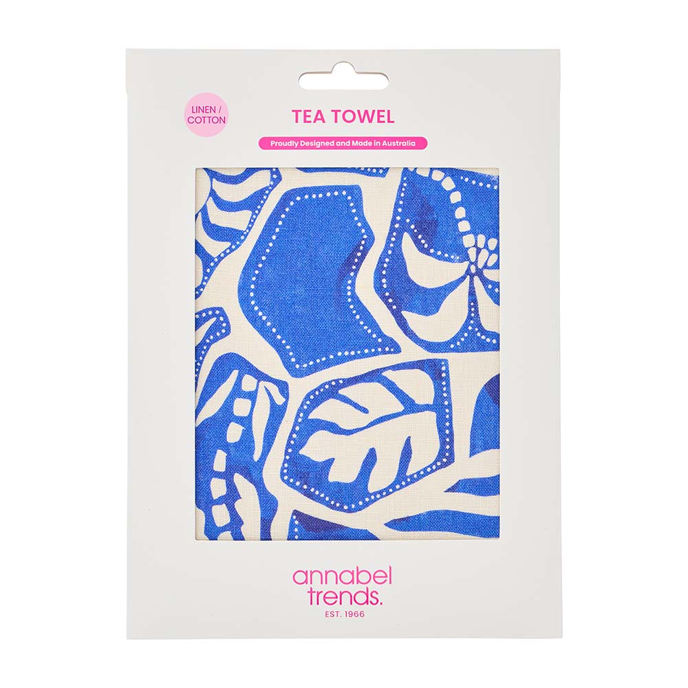 Annabel Trends Linen Cotton Tea Towel Blue Oasis