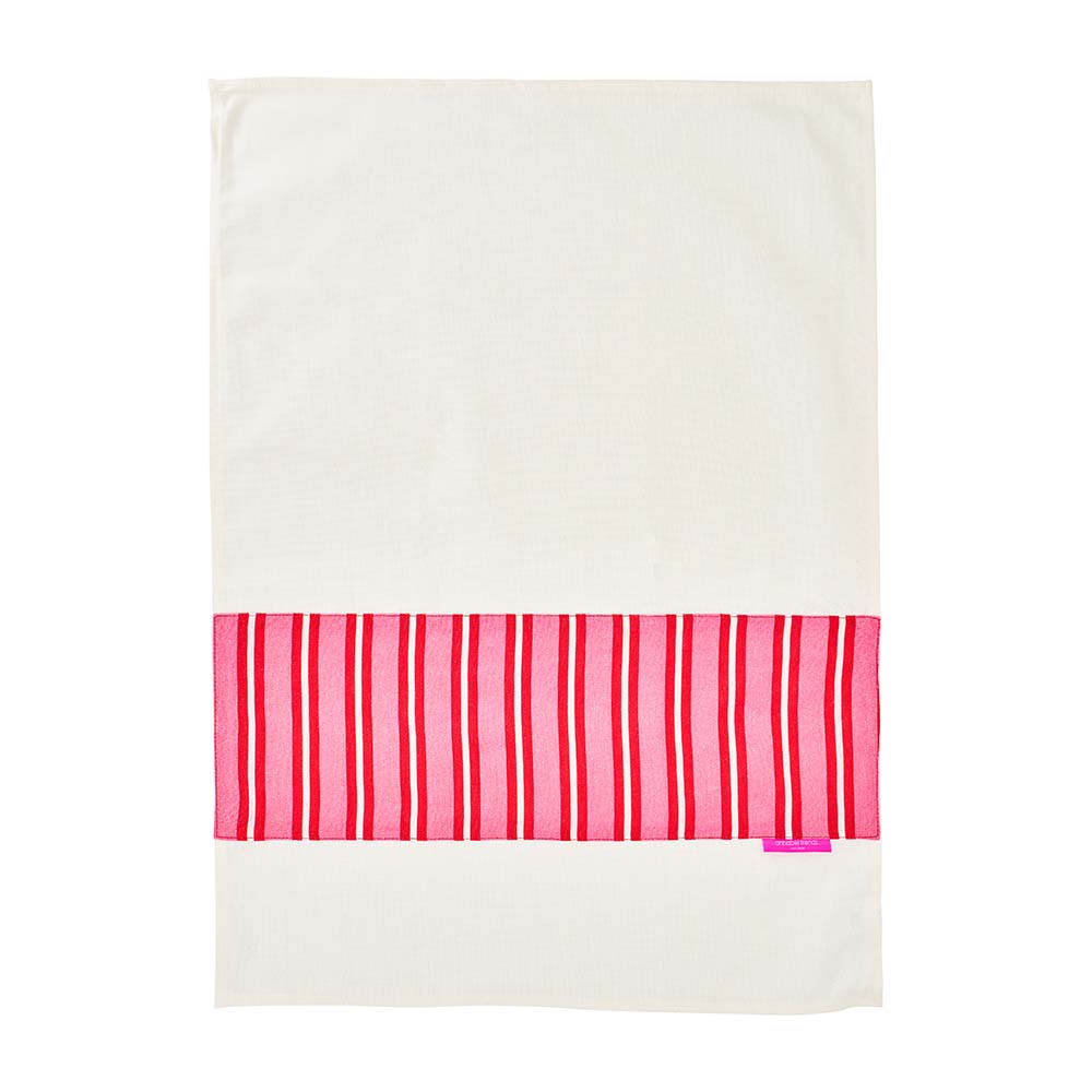 Annabel Trends Cotton Tea Towel Red & Pink Stripe