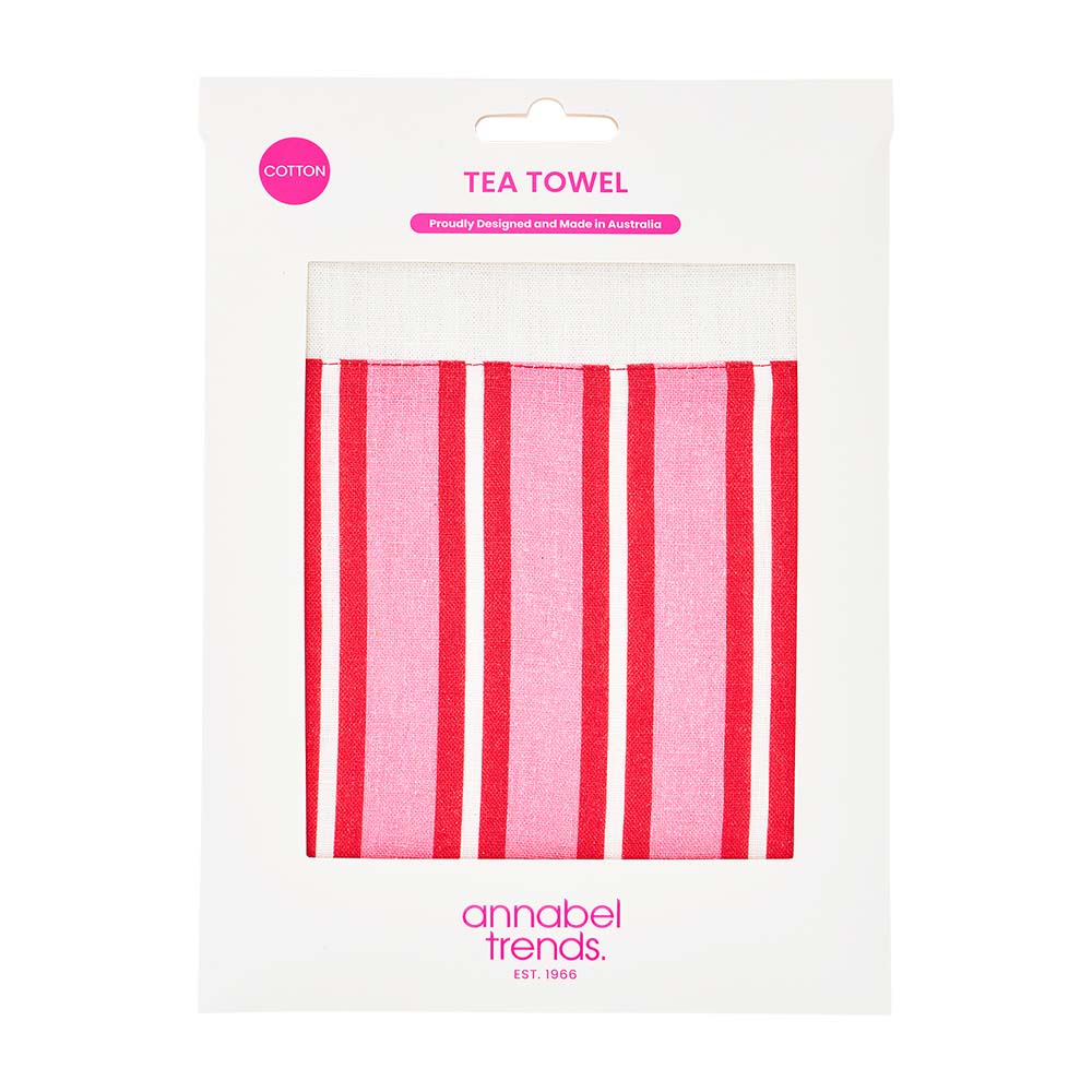 Annabel Trends Cotton Tea Towel Red & Pink Stripe