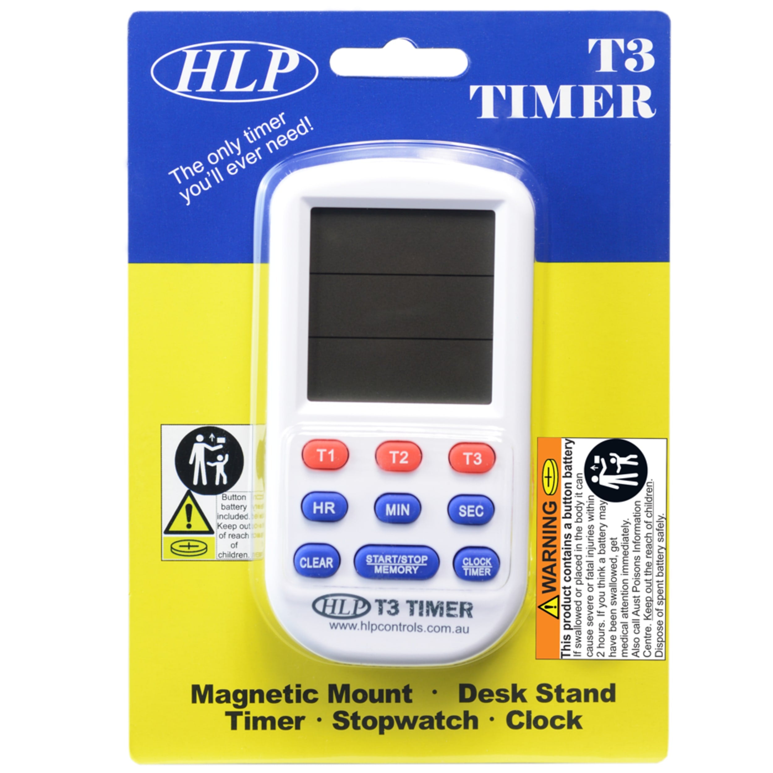 HLP T3 Timer 3 Channel Digital Timer with Clock