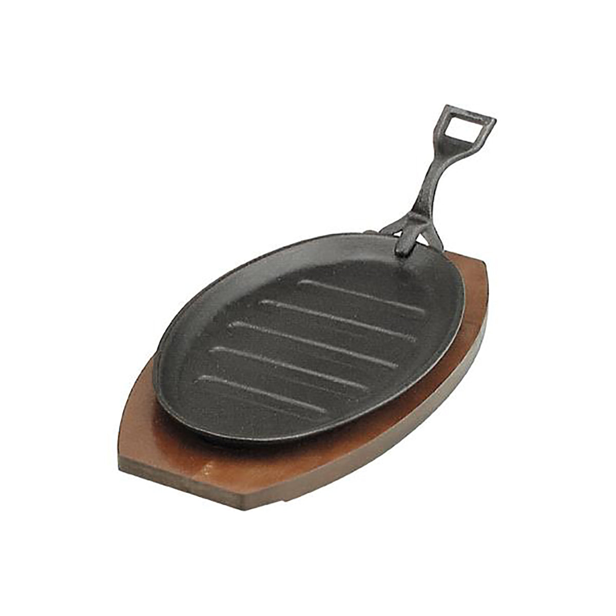 Chef Inox Steak Sizzler Cast Iron Black Hammerstone with Handle 290x180mm