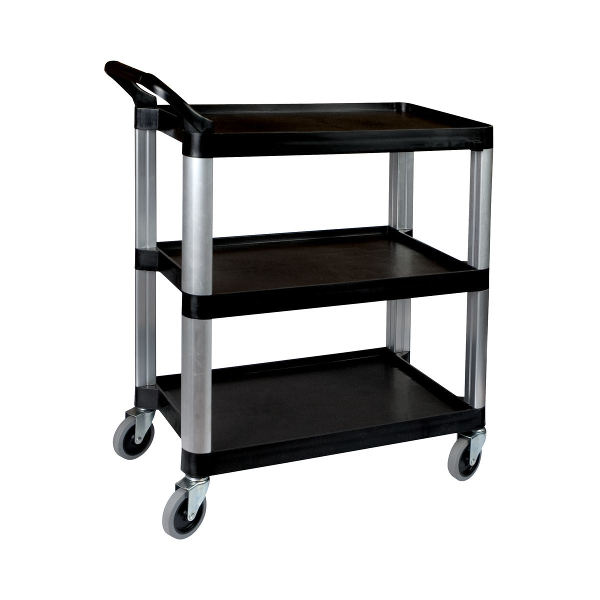 Sunnex Black Utility Trolley - 3 Shelf - One Handle (800x380x880mm)