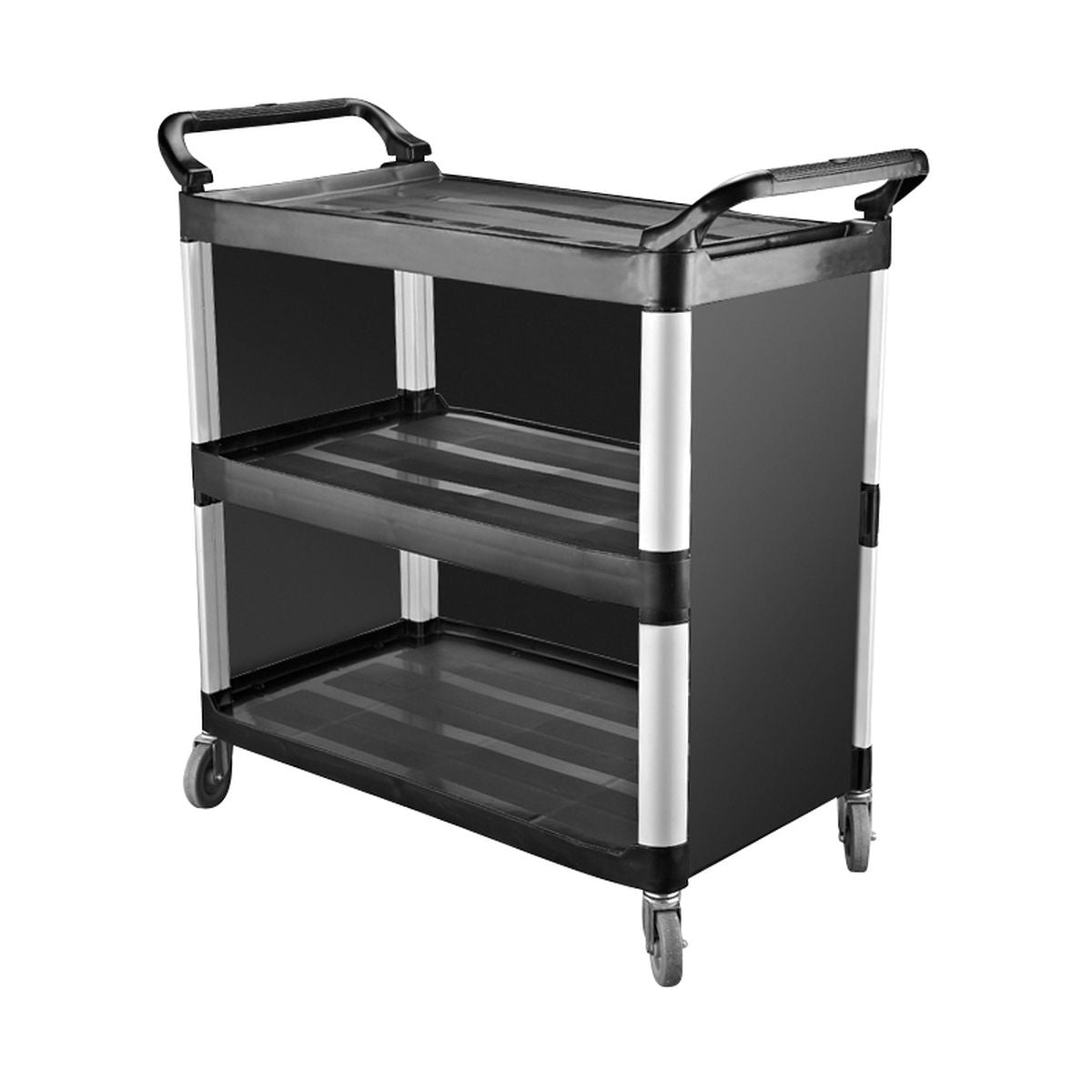 CaterRax Black Utility Trolley - 3 Shelf - Closed Sides (1020x500x960mm)