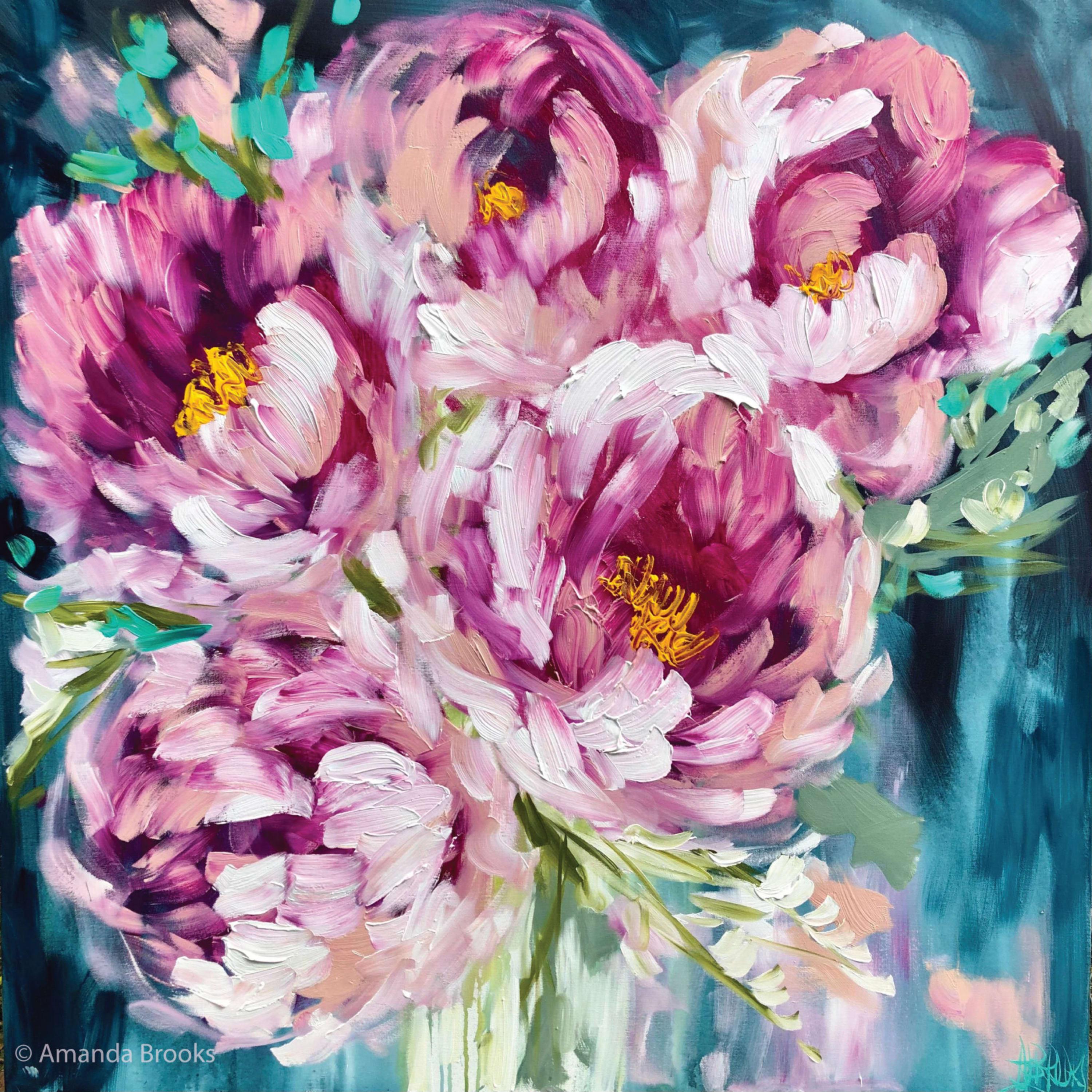 Lilli Rock Blessings Peony 4 Piece Coaster Set