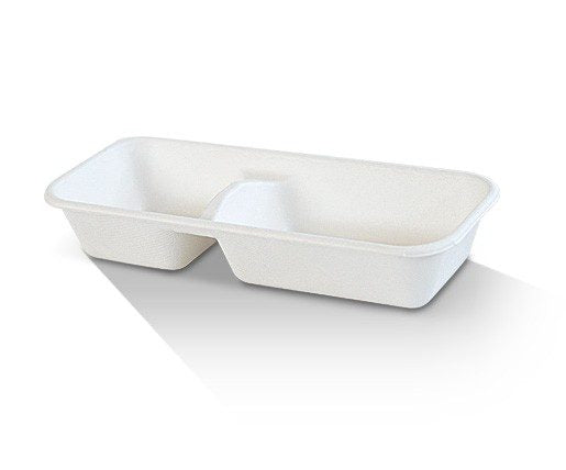 ecoware 2 Compartment Sugarcane Tray (Carton of 400)
