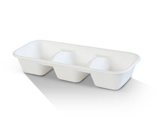 ecoware 3 Compartment Sugarcane Tray (Carton of 400)