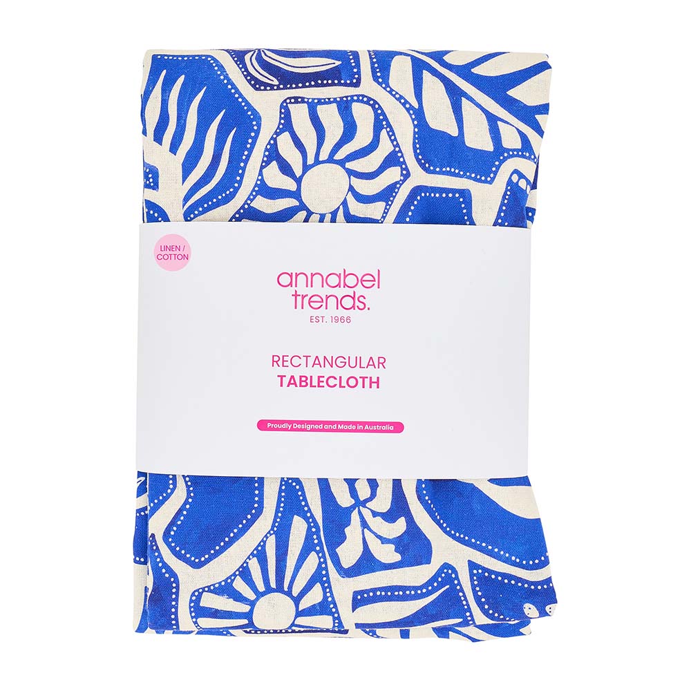 Annabel Trends Linen Cotton Tablecloth Blue Oasis Large 138cm x 300cm