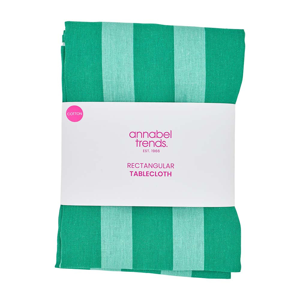 Annabel Trends Cotton Tablecloth Green Stripe Medium 140cm x 240cm