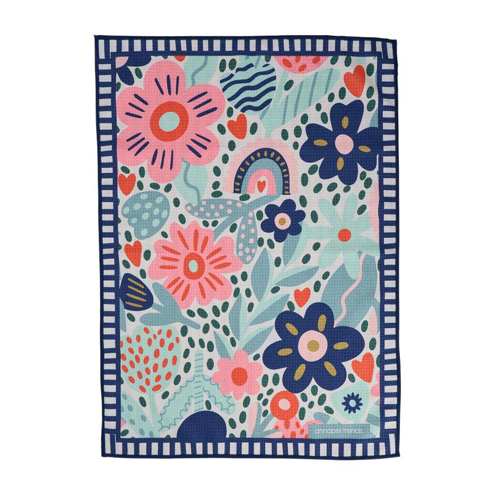 Annabel Trends Microfibre Tea Towel Waffle Garden Love