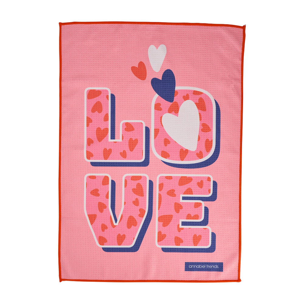 Annabel Trends Microfibre Tea Towel Waffle Love