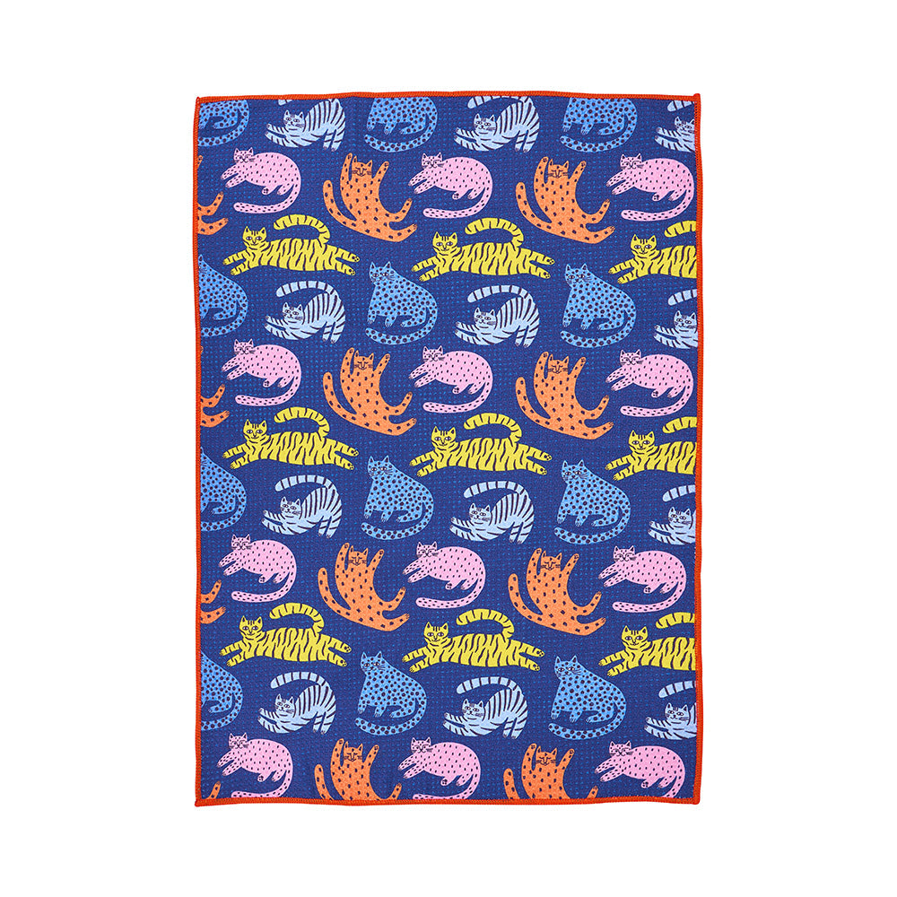 Annabel Trends Microfibre Tea Towel Single Sided Waffle Multi Cat