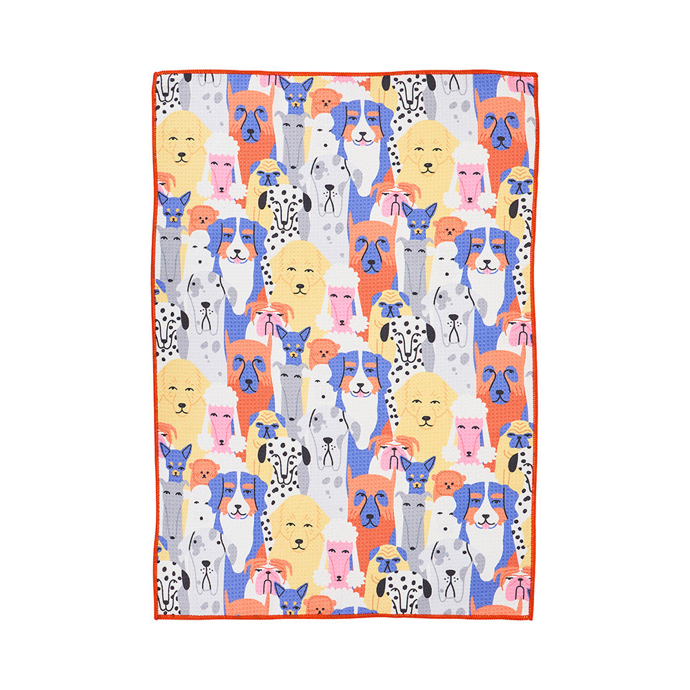 Annabel Trends Microfibre Tea Towel Single Sided Waffle Multi Dog