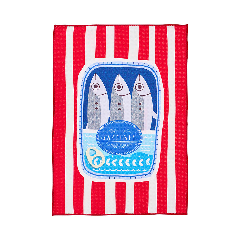 Annabel Trends Microfibre Tea Towel Single Sided Waffle Sardines
