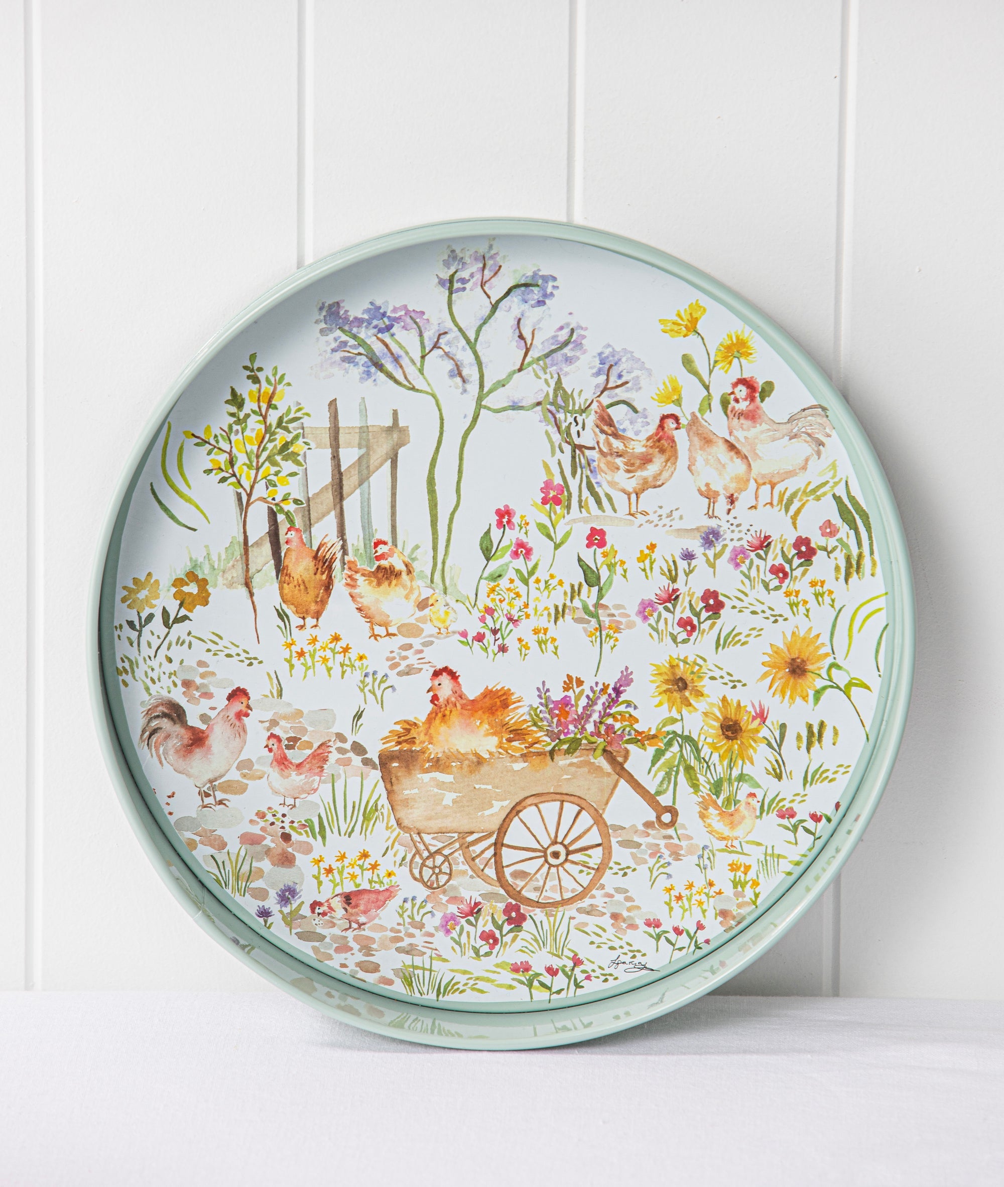 Ashdene Garden Hens Round Serving Tray