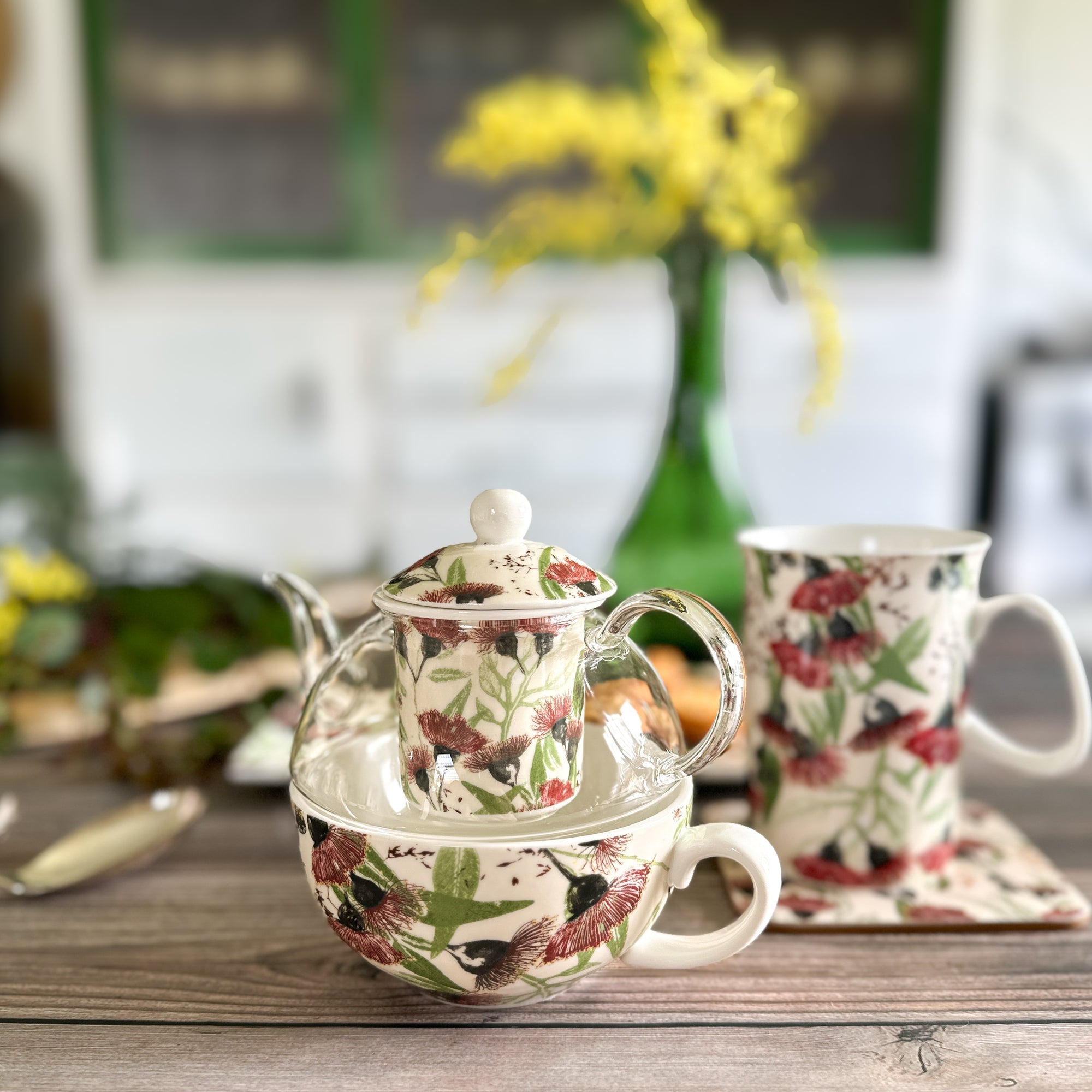 Ashdene Trudy's Garden Silver Princess Glass Top Tea For One