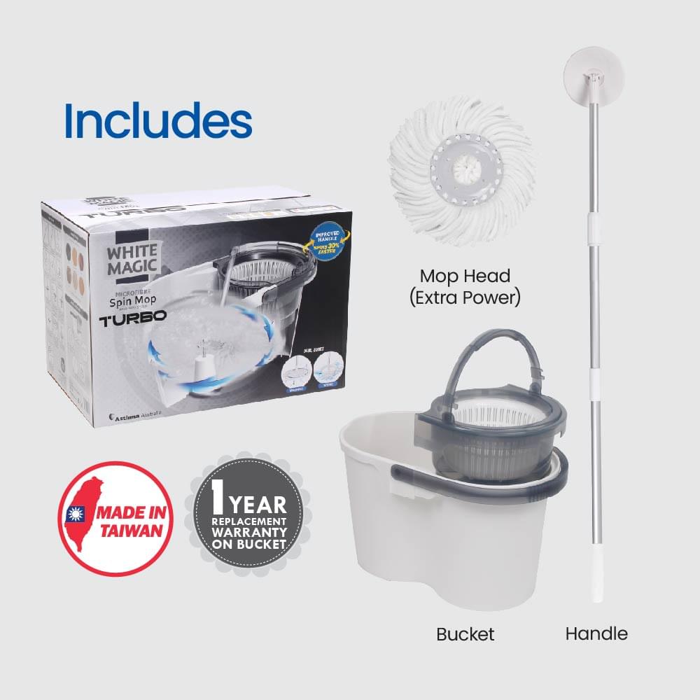White Magic Turbo Spin Mop Hand Press