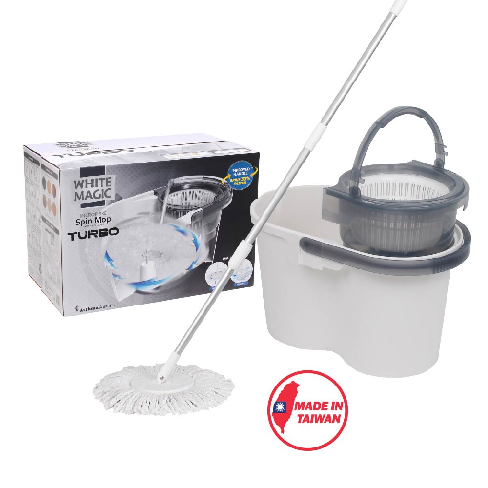 White Magic Turbo Spin Mop Hand Press