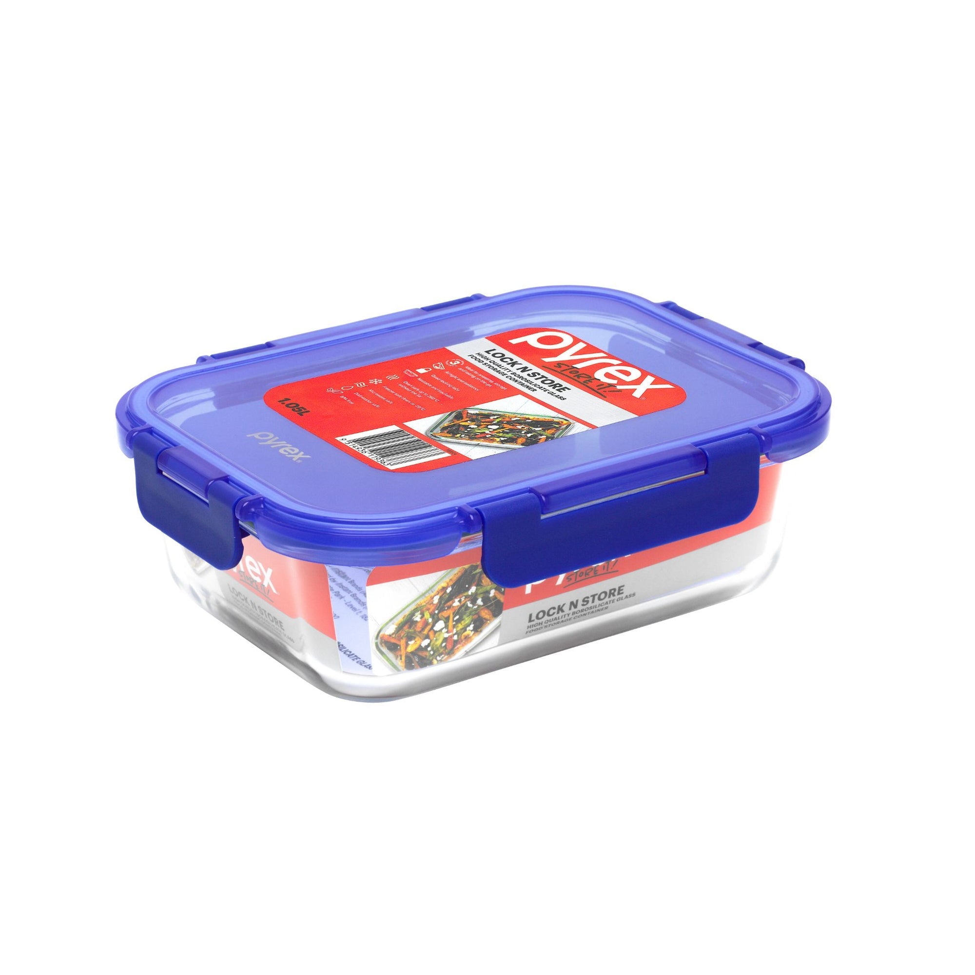 Pyrex Lock N Store Glass Rectangle Container (1L)