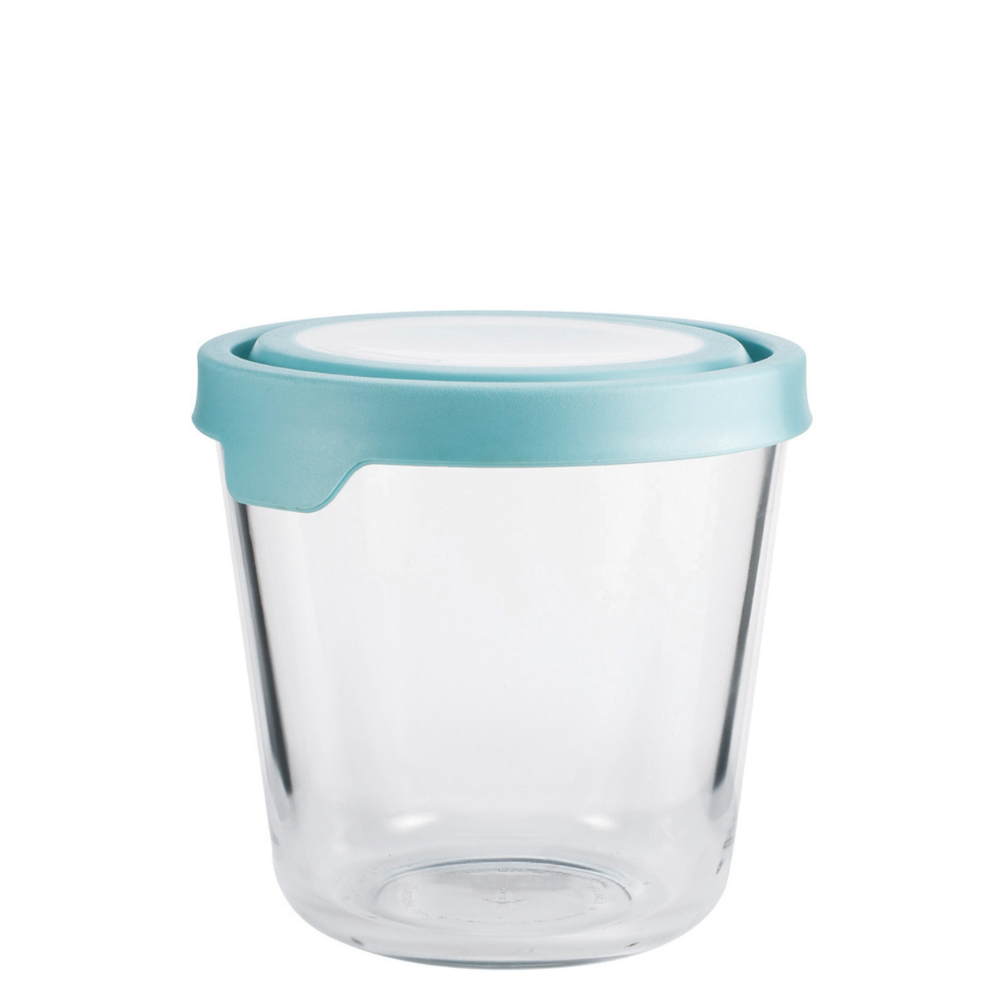 Anchor Hocking TrueSeal Glass Tall Round Container with Blue Lid (1.65L)