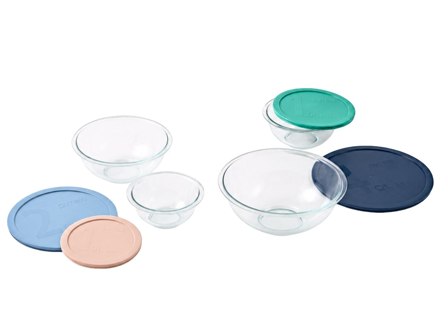 Pyrex Essentials Smart 8 Piece Coloured Bowl Set