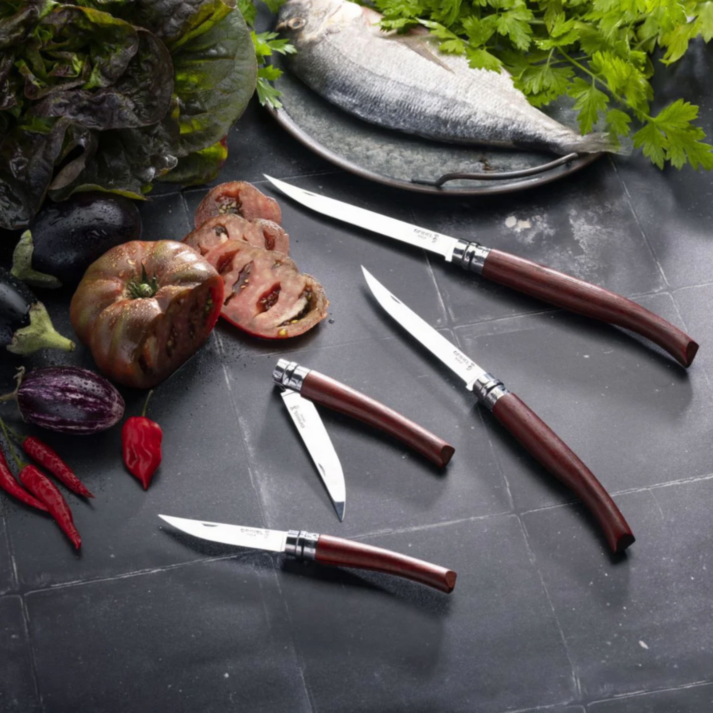 Opinel No.15 Effilé Stainless Steel Filleting Folding Knife Padouk